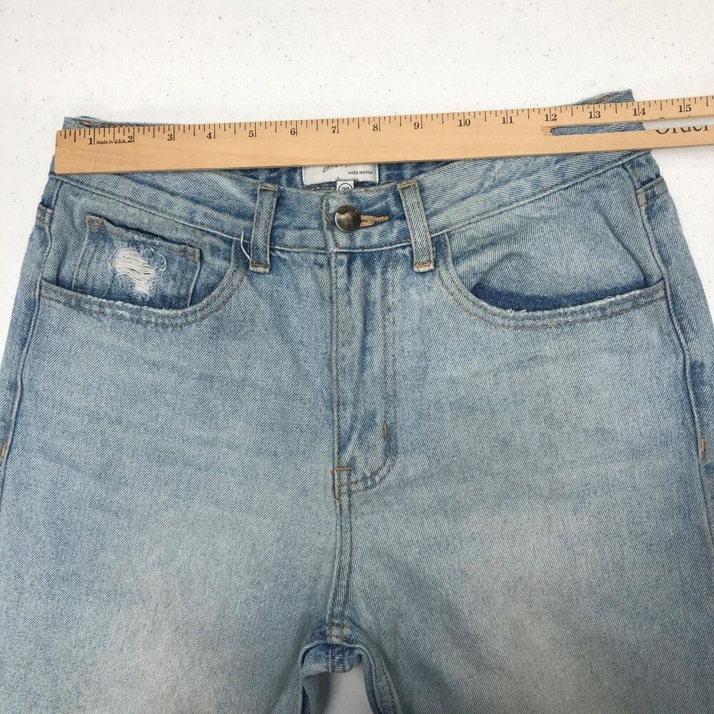 Twelve Jeans Womens 28 Blue High Rise Straight Crop Raw Hem Distressed Denim - Picture 5 of 13
